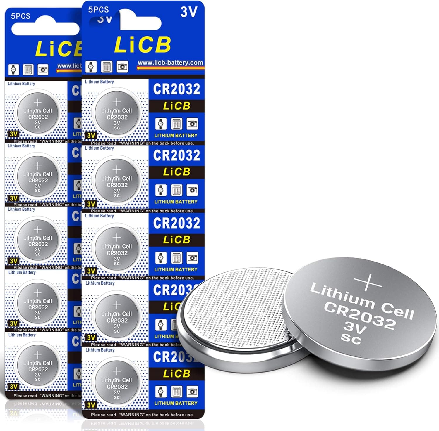LiCB CR2032 - Pilhas de botão de lítio (10 unidades, 3 V, CR2032)