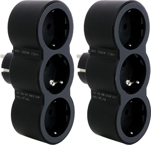 LEGRAND Adaptadores 2P + T, 3 tomadas de corrente/frontais, horizontal, latão de tomadas, cor preto/cinzento-escuro 694519