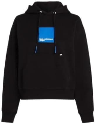 KARL LAGERFELD JEANS Box Logo Hoodie Camisola com capuz, preto, L para mulher