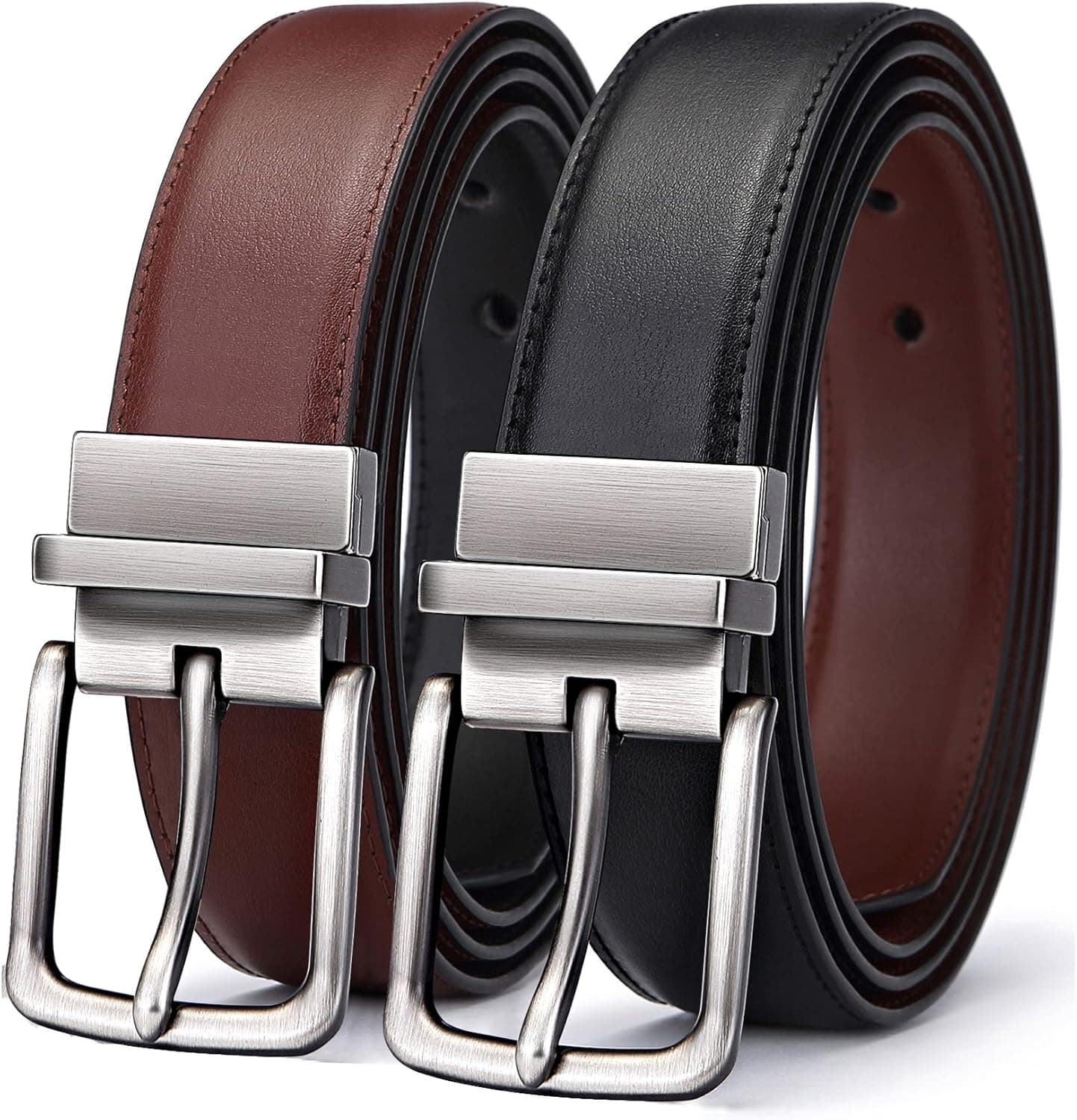 BULLIANT Cinto reversível de couro para homem, 31 mm, 110cm/34"-36"Cintura ajuste