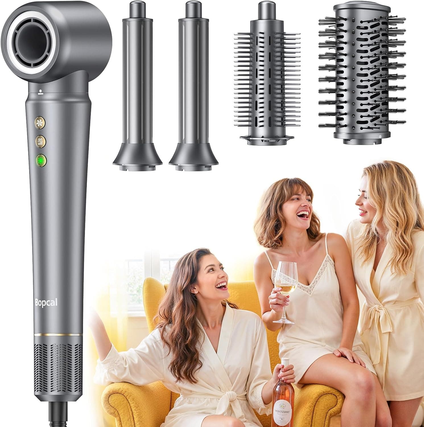 5 em 1 Air Styler Wrap - escova secador de cabelo, secador iónico de alta velocidade 160000 rpm, com 32 mm auto-modeladores, secagem rápida em 1 minuto, volume, escova redonda