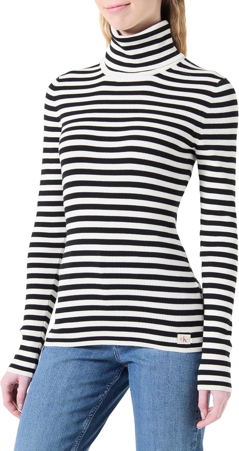Calvin Klein Jersey Woven Roll Neck Camisola com gola virada