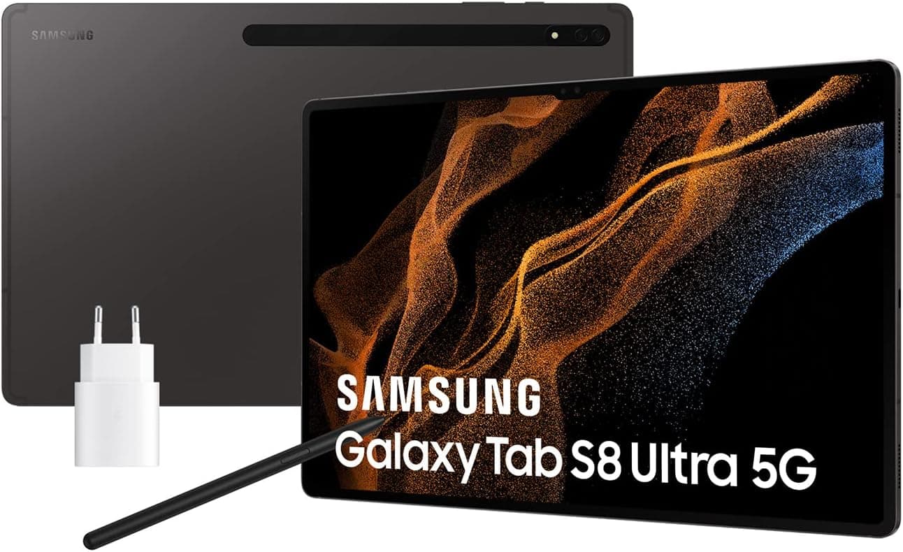 Samsung Galaxy Tab S8 Ultra com carregador, Tablet de 14,6" (12 GB de RAM, 256 GB de armazenamento, 5G, Android 12) preto