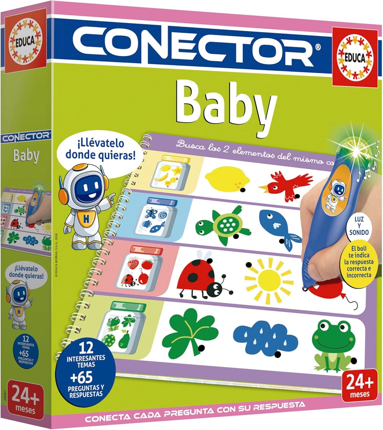 Educa - Conector Baby | jogo educativo com mais de 65 perguntas e respostas. 12 Temas diferentes em formato de livro e lápis com luz e som. Recomendado a partir de 2 anos (20087)