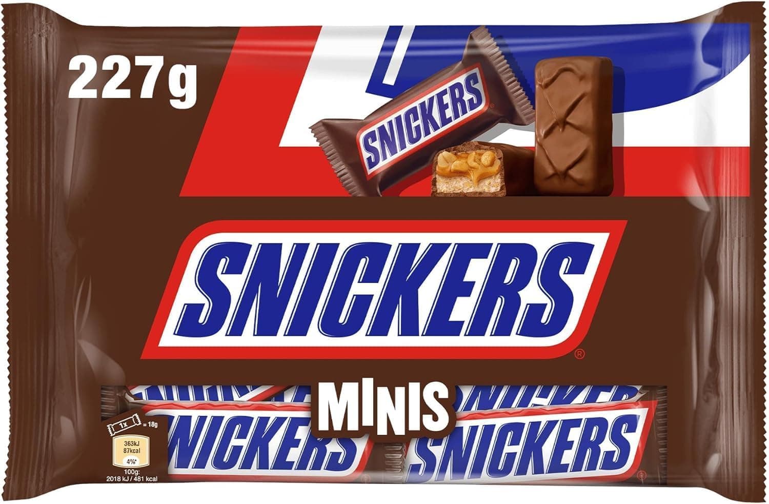 Snickers Chocolatinas com delicioso creme de amendoim, caramelo macio e pedaços de amendoim revestidos de chocolate com leite em formato minis (227 g)