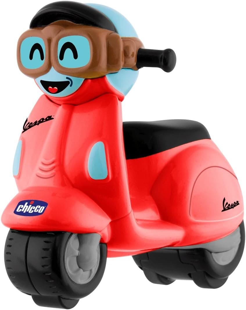 Chicco - Mini Moto Vespa Turbo Touch, brinquedo para bebés e crianças dos 2 aos 6 anos, veículo de rodas com carga por retrocesso, (9 x 7 x 5 cm)