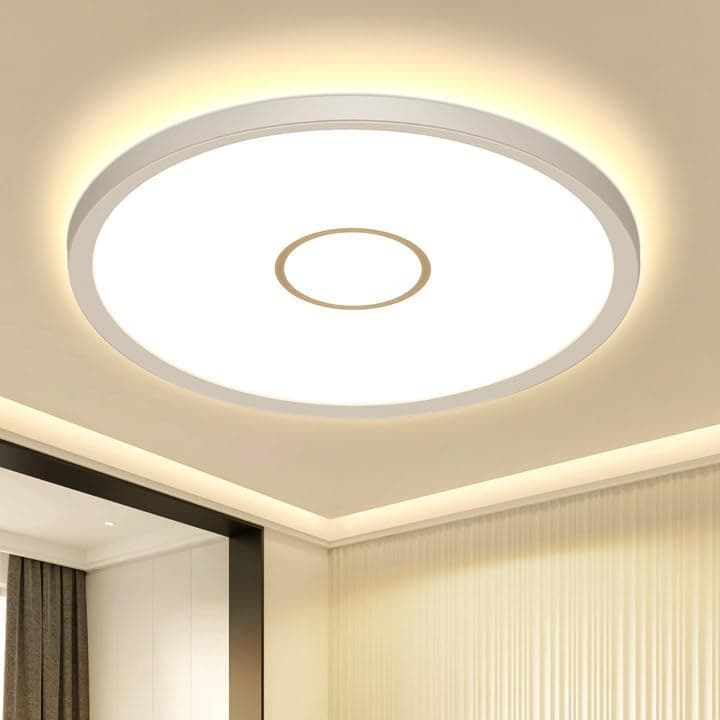 kuwork Plafon LED teto 3000 K, IP44 candeeiro de teto retroiluminação para sala de estar quarto cozinha, 24 W 30 cm