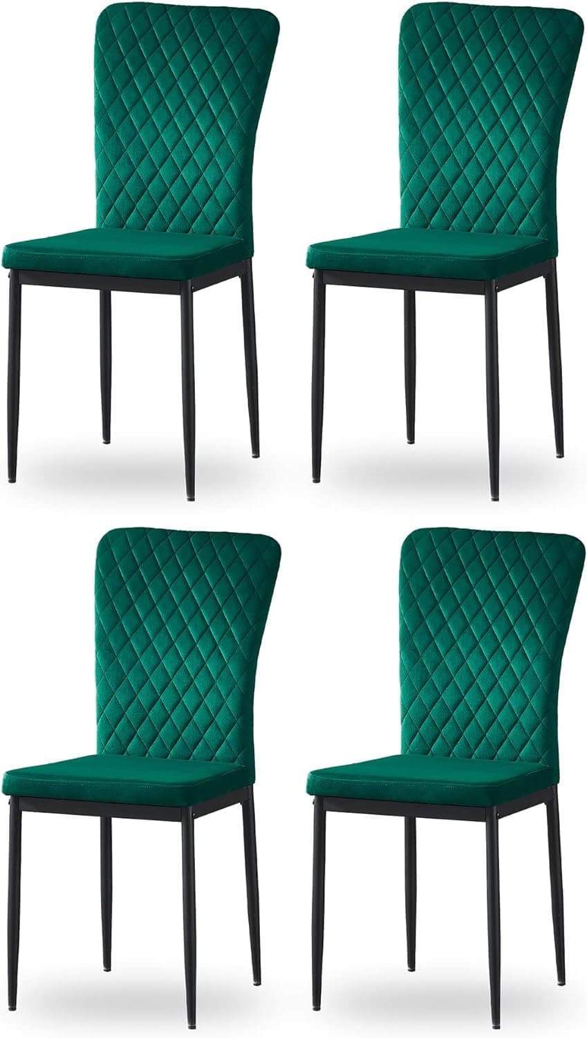 JYMTOM Conjunto de 4 cadeiras de sala de jantar de veludo com encosto alto, estrutura de metal, design escandinavo moderno para restaurante, sala de jantar, bar e café (4, verde)
