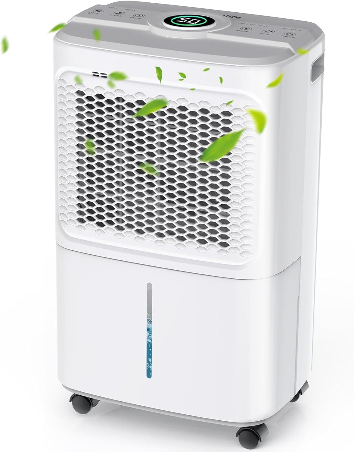 Crecolife Deshumidificador de 12 L/24 H, 190 W, economia de energia, para 20 m² com ecrã digital e painel de controlo tátil, 3 modos de desumidificação, 2 opções de esvaziamento, temporizador 24H