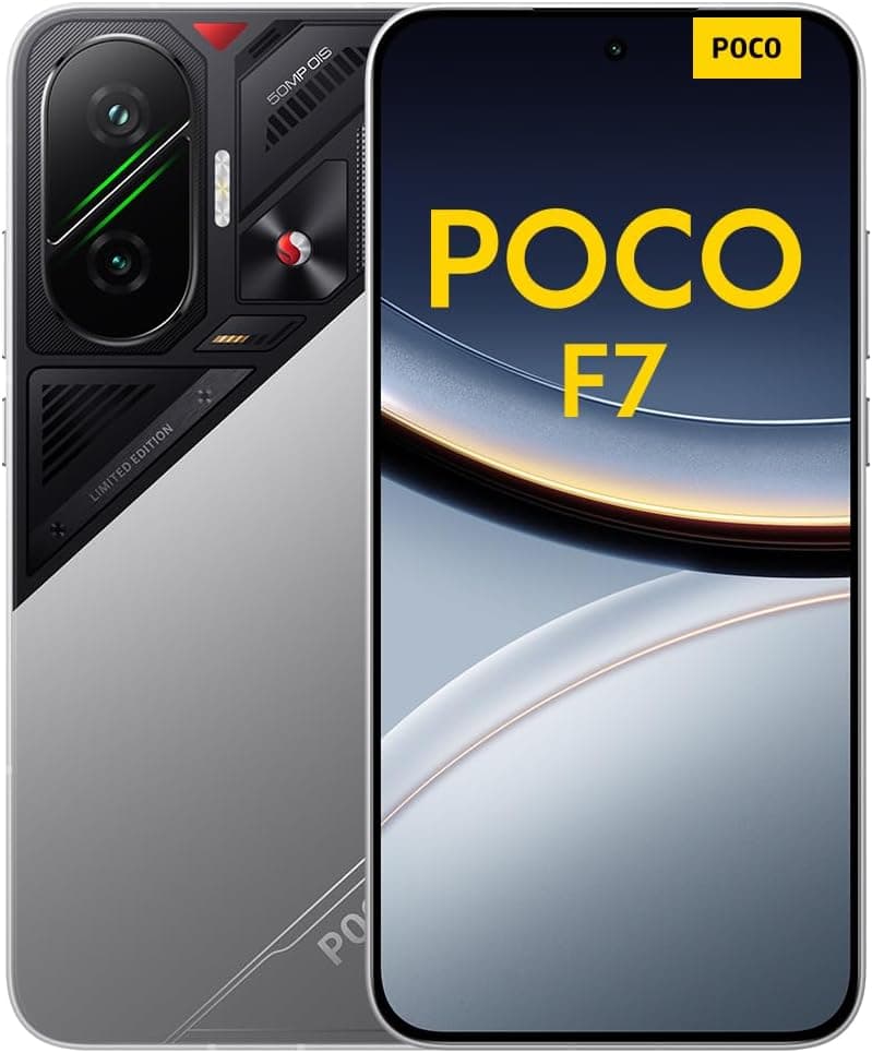 Xiaomi POCO F7 Smartphone de 12 + 256 GB, câmara Sony de 50 MP com OIS, ecrã AMOLED de 6,83 polegadas 1,5 K a 120 Hz, Snapdragon 8s Gen 4, Hypercharge 90W, carregador não incluído, prata