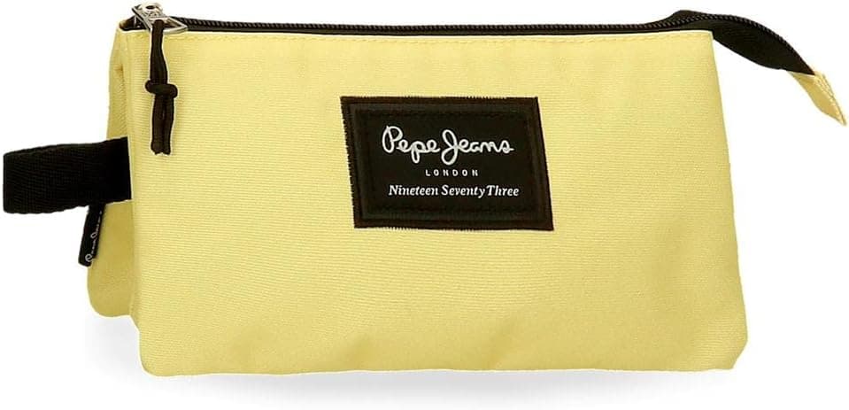 Pepe Jeans Aris Estojo triplo 22 x 12 x 5 cm fabricado em poliéster, tamanho para mochila e carteira, de Joumma Bags, Amarelo claro, Estojo triplo