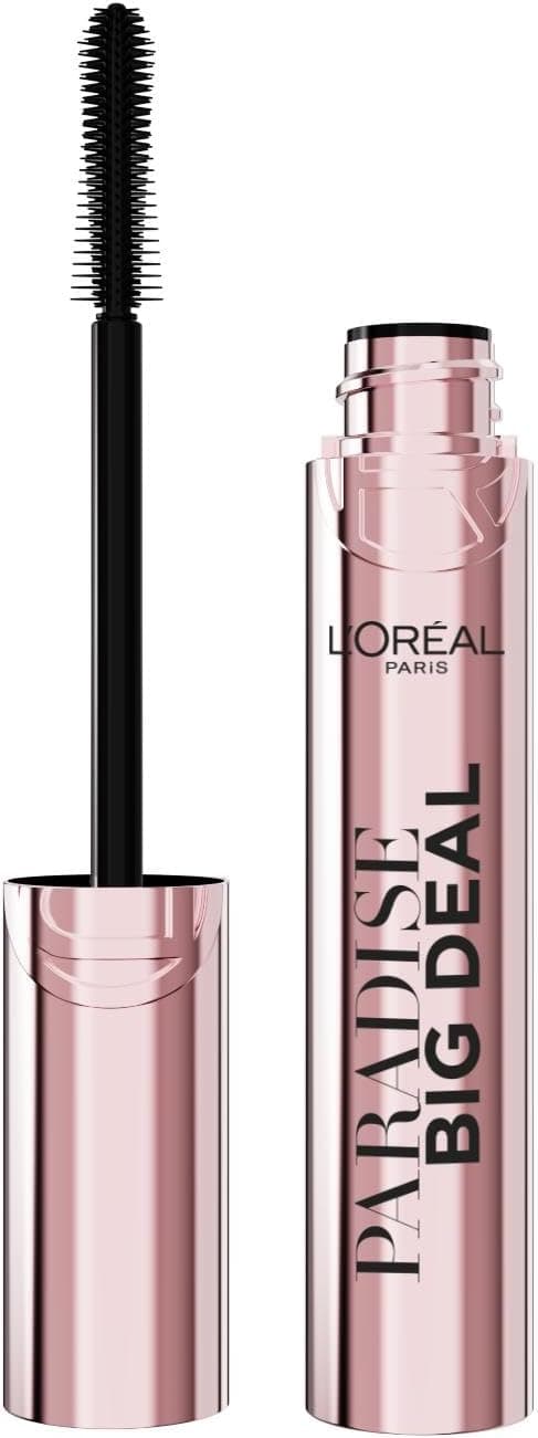 L'Oréal Paris Máscara de pestanas Paradise Big Deal, volume modular e comprimento infinito, fórmula leve sem grumos, preto