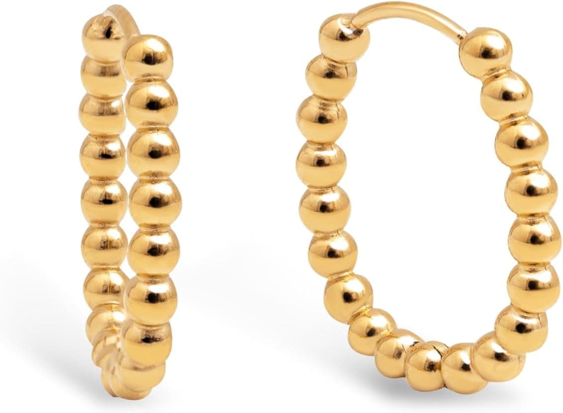 SINGULARU - Brincos Dana Dots - Brincos em aço com acabamento banhado a ouro de 18 Kt 