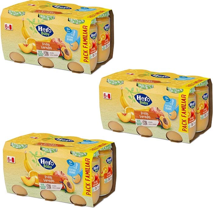 Hero Baby - Brinquedos de frutas variadas, sem amido, sem adição de açúcares, 100% ingredientes naturais, para bebés a partir dos 4 meses, 18 x 190 g