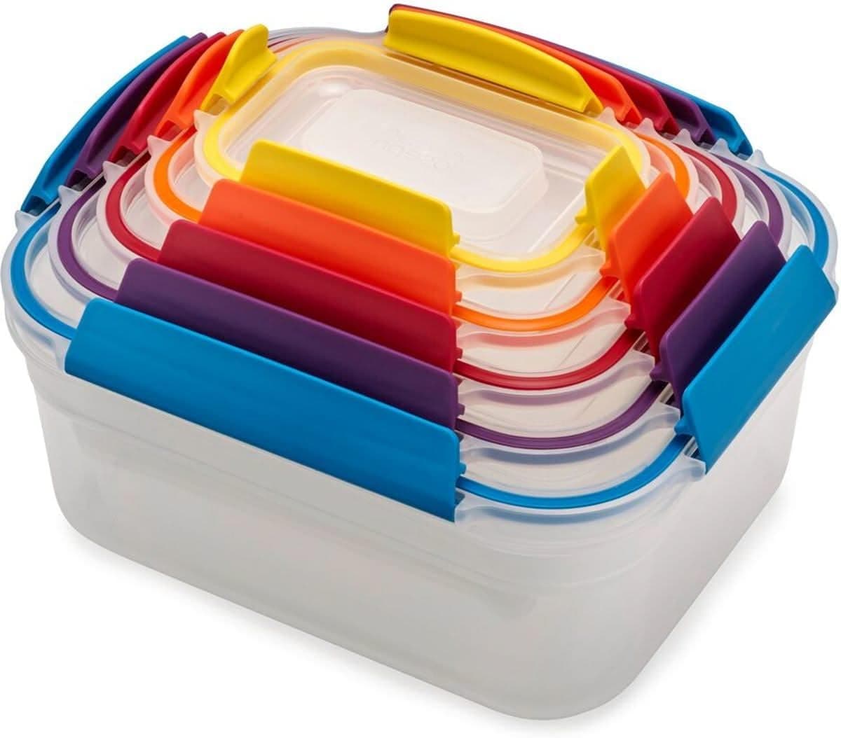 Joseph Joseph Nest Lock, Tuppers em plástico 5 peças, recipientes para alimentos e armazenamento cozinha com tampa, herméticos, economiza espaço, sem BPA - multicolorido