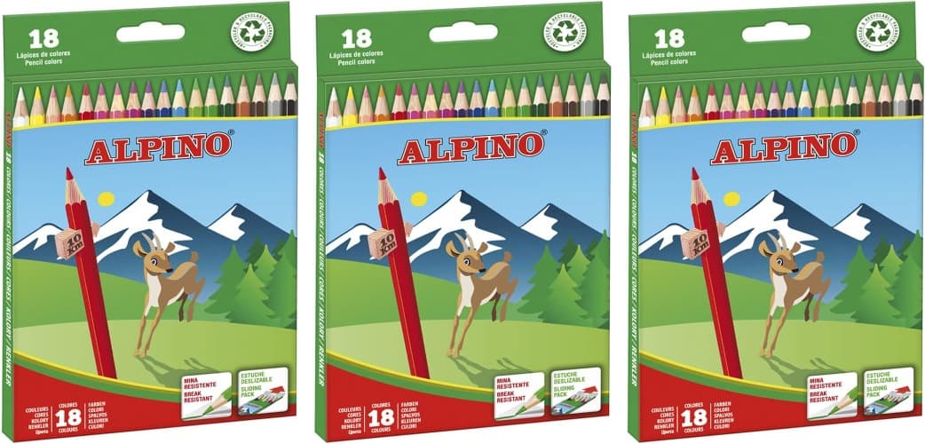 Alpino 722846 | Conjunto de 18 lápis de cor com afia incluído x 3