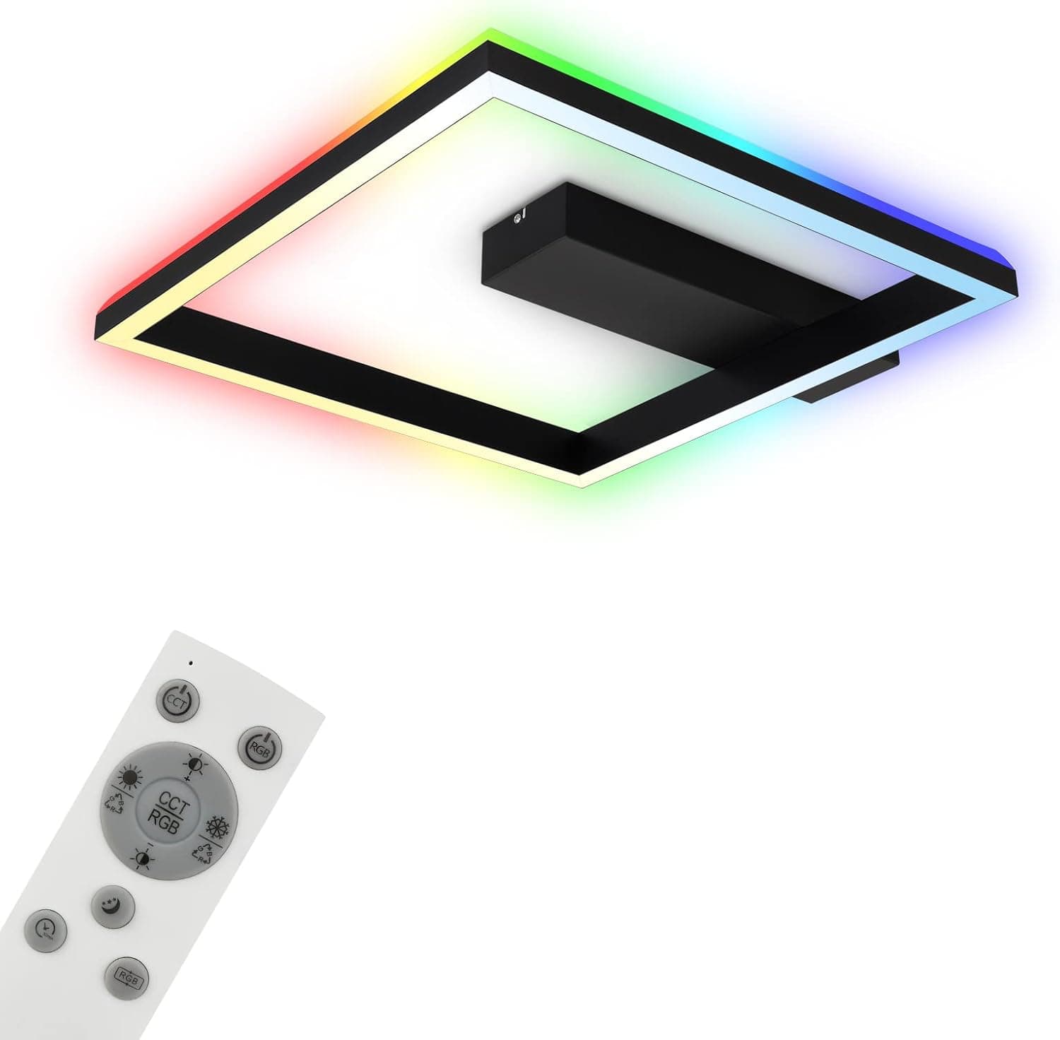 BRILONER - Candeeiro de teto RGB, candeeiro de teto retroiluminado LED, regulável, temperatura de cor ajustável, moldura LED RGB, controlo remoto, preto