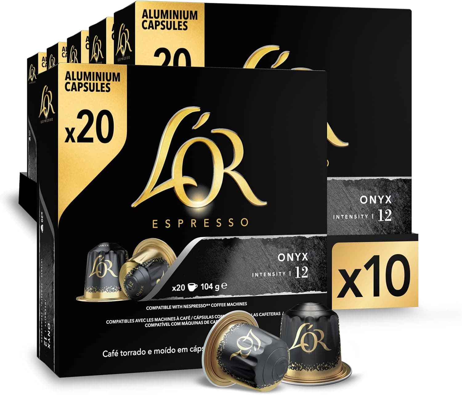 L'OR Onyx expresso cápsulas de café | intensidade 12 | 200 cápsulas compatíveis Nespresso (R) - Amazon Exclusive