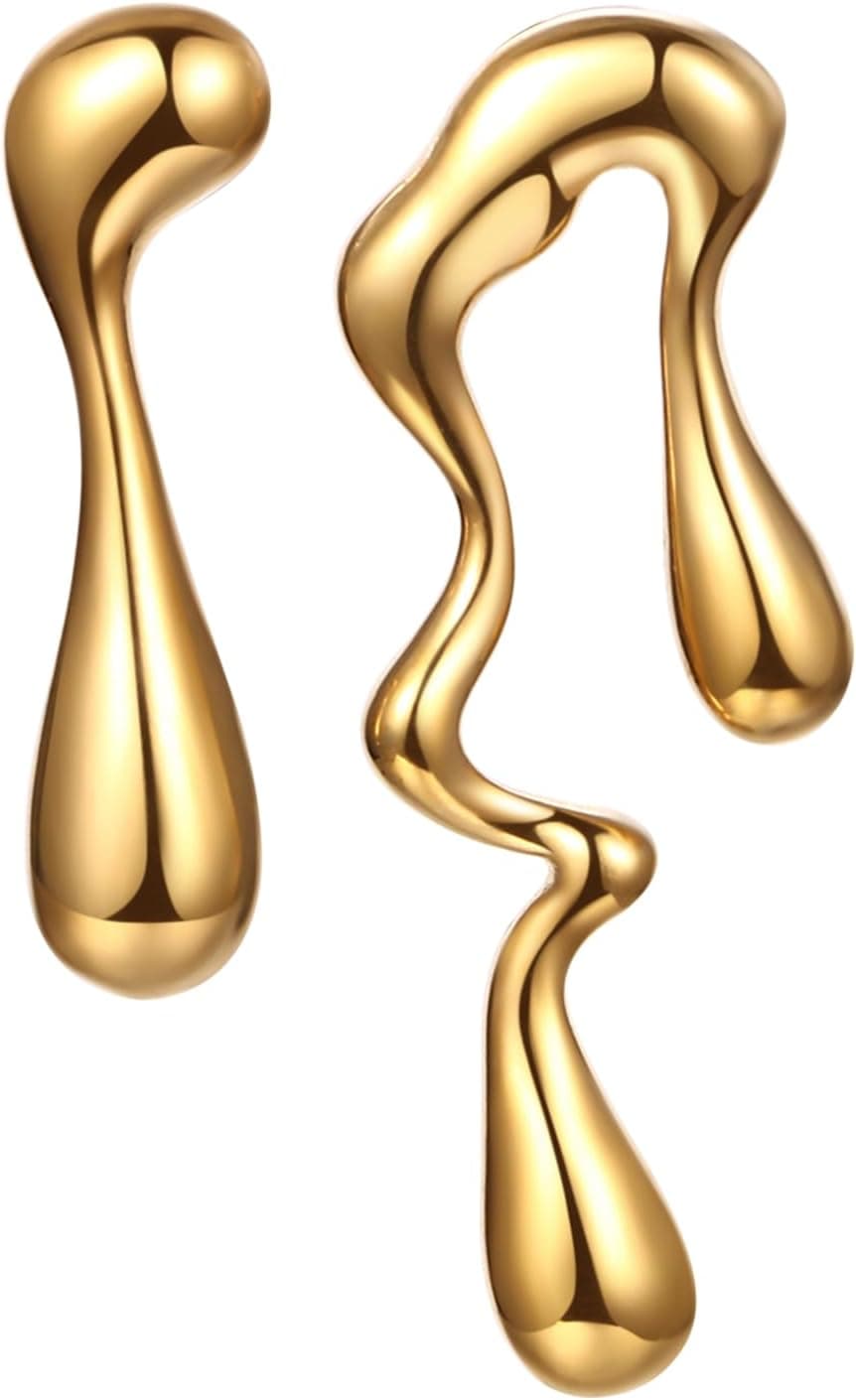 Brincos de Lágrima Assimétricos para Mulheres Flongo: Brincos de Gota de Água em Aço Inoxidável - Presentes para o Dia dos Namorados Dia das Mães