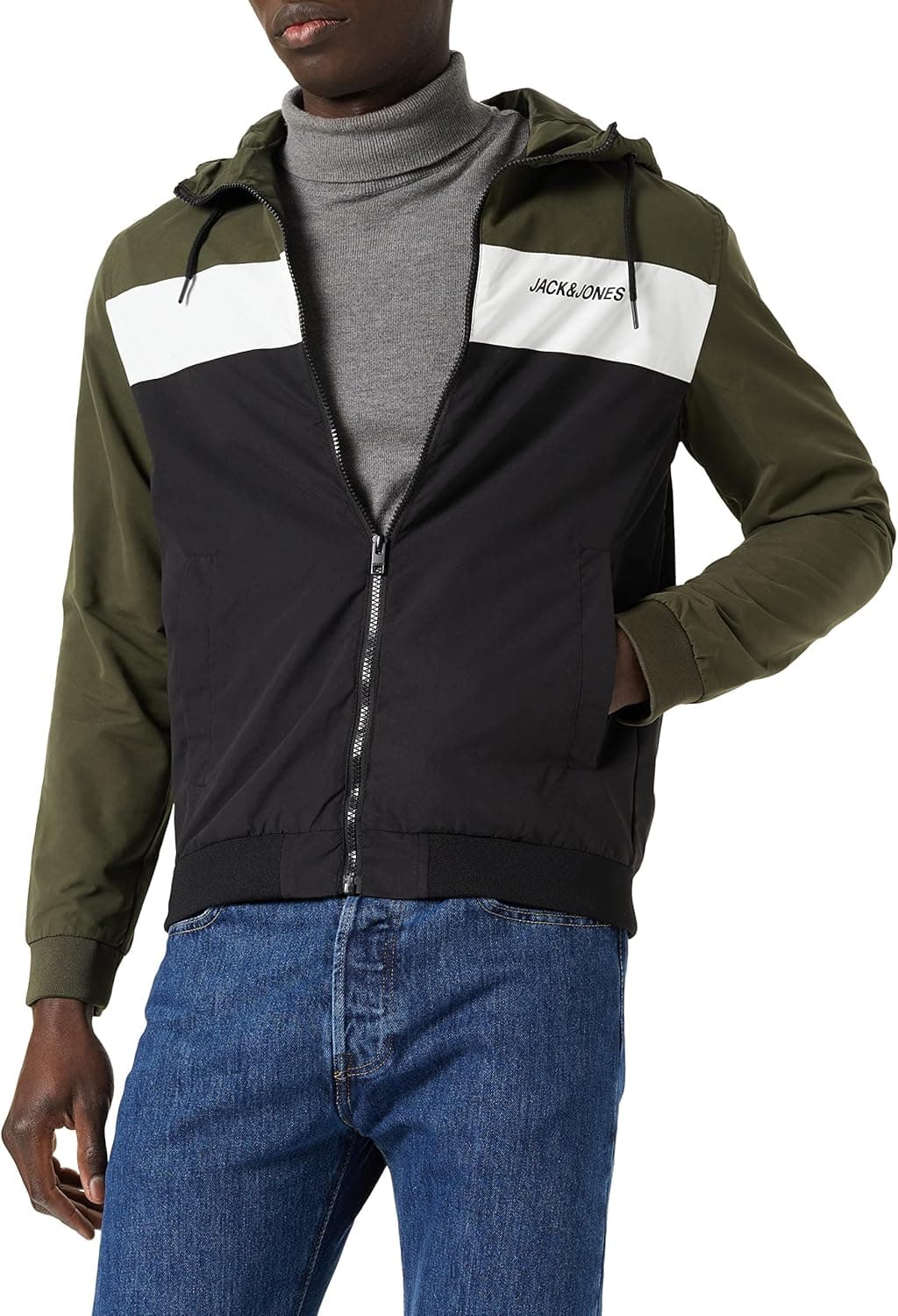 Jack & Jones Jjerush Blocking Hood | Blusão bomber leve em poliéster com capuz para homem