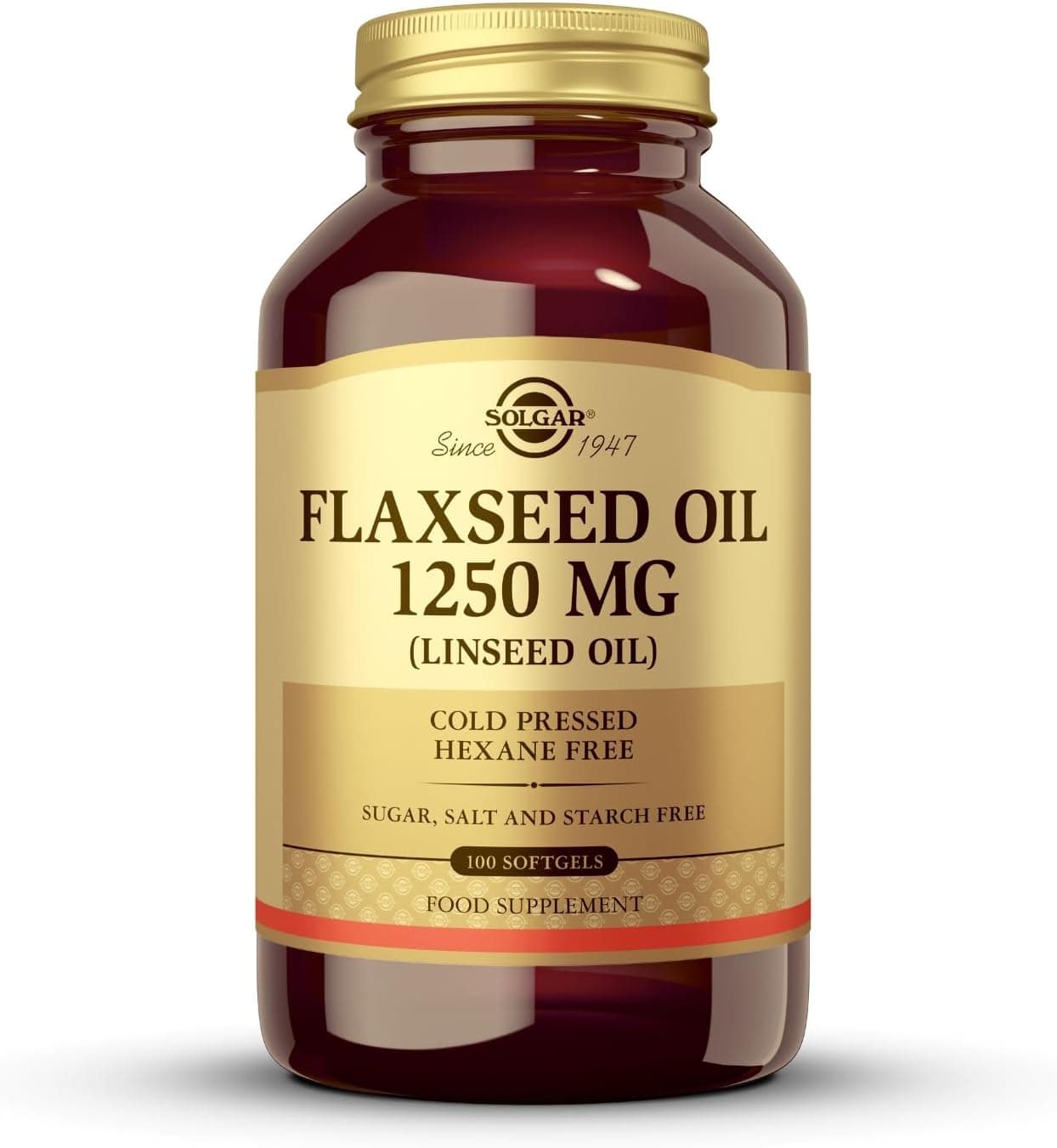 Solgar Óleo de linhaça cápsulas macias de 1250 mg - embalagem de 100
