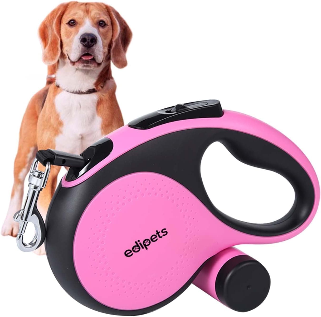 Edipets, Trela de cão extensível, retrátil, 5 e 8 m, fita flexível para treino e caminhada, para cães pequenos, médios e grandes (rosa, 5 metros)