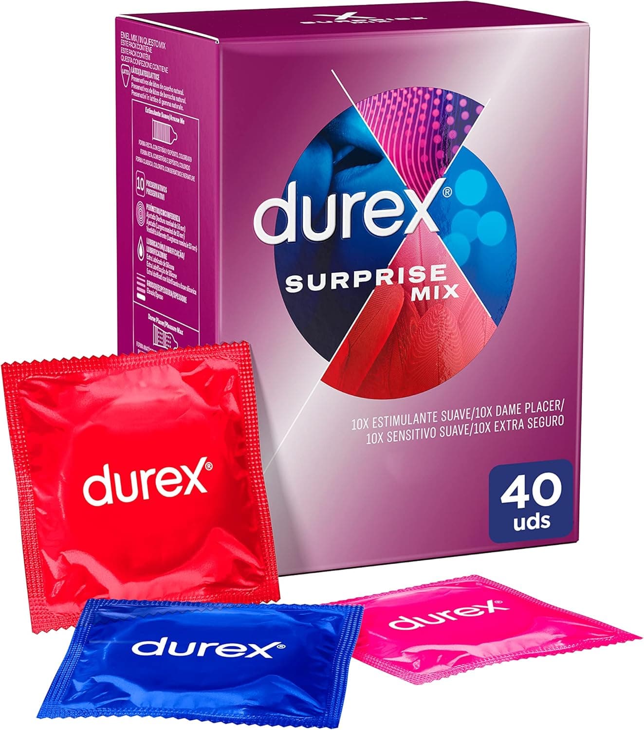 Durex Surprise Me Preservativos variados, 40 preservativos