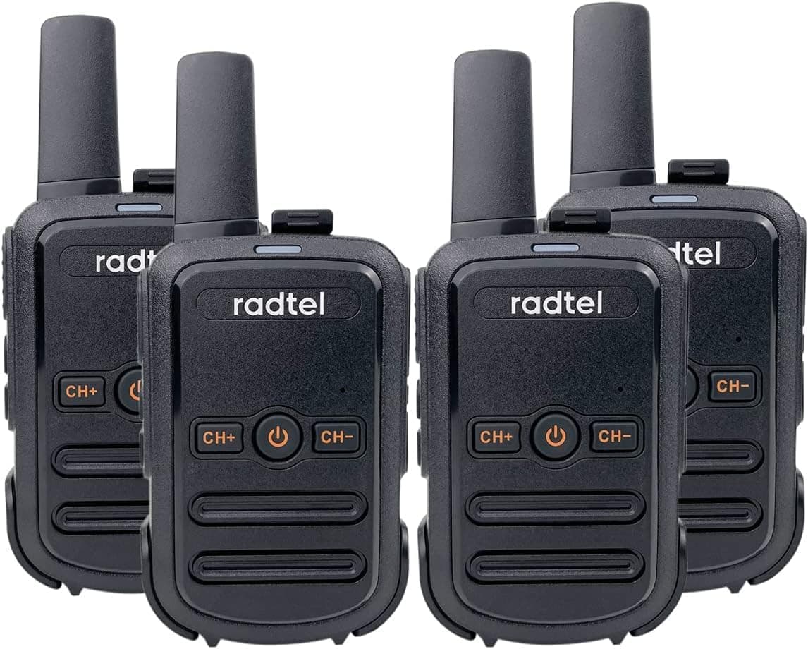 Radtel RT12 | Pack de 4 rádios walkie talkie recarregáveis PMR446 com 16 canais e carregamento USB