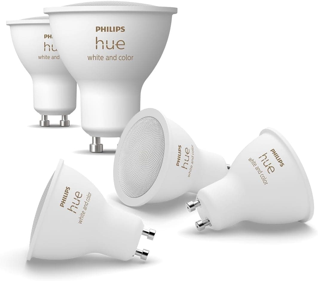 Philips Hue - Lâmpada LED inteligente, GU10, luz branca e colorida, 4,2 W 400 lúens, compatível com Alexa e Google Home, conjunto de 5 lâmpadas LED inteligentes