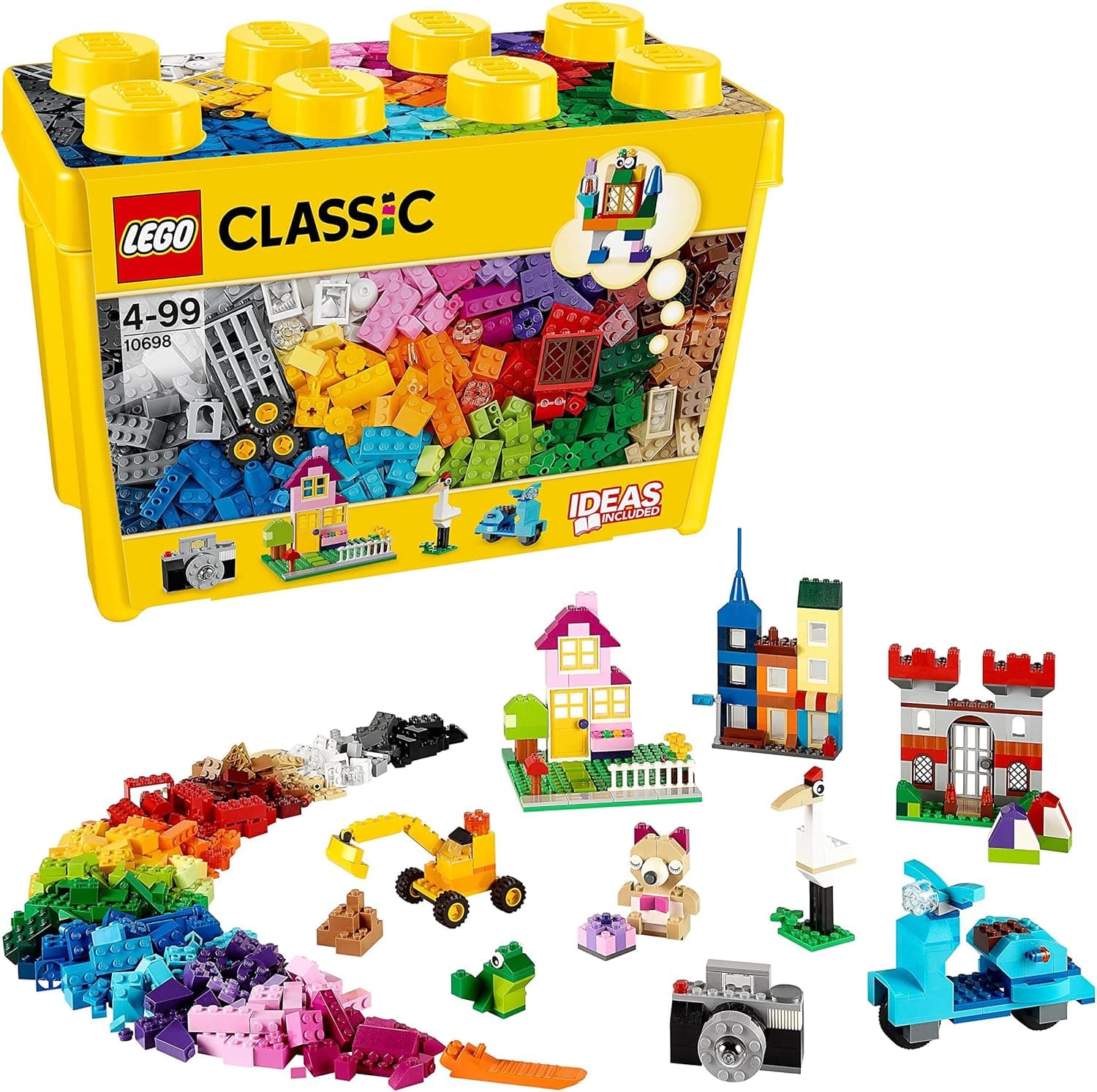 LEGO Classic Caixa grande de tijolos criativos, conjunto de construção com tijolos coloridos, brinquedo criativo e divertido para crianças a partir dos 4 anos, inclui separador de peças (10698)
