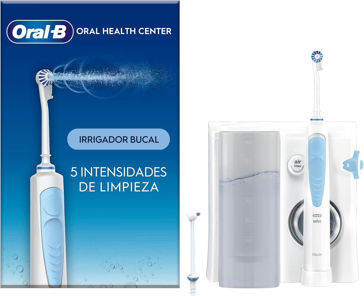 Oral-B Centro de saúde bucal irrigador: Irrigador dentário, 1 cabeça Oxyjet e 1 cabeça Water Jet, presentes originais