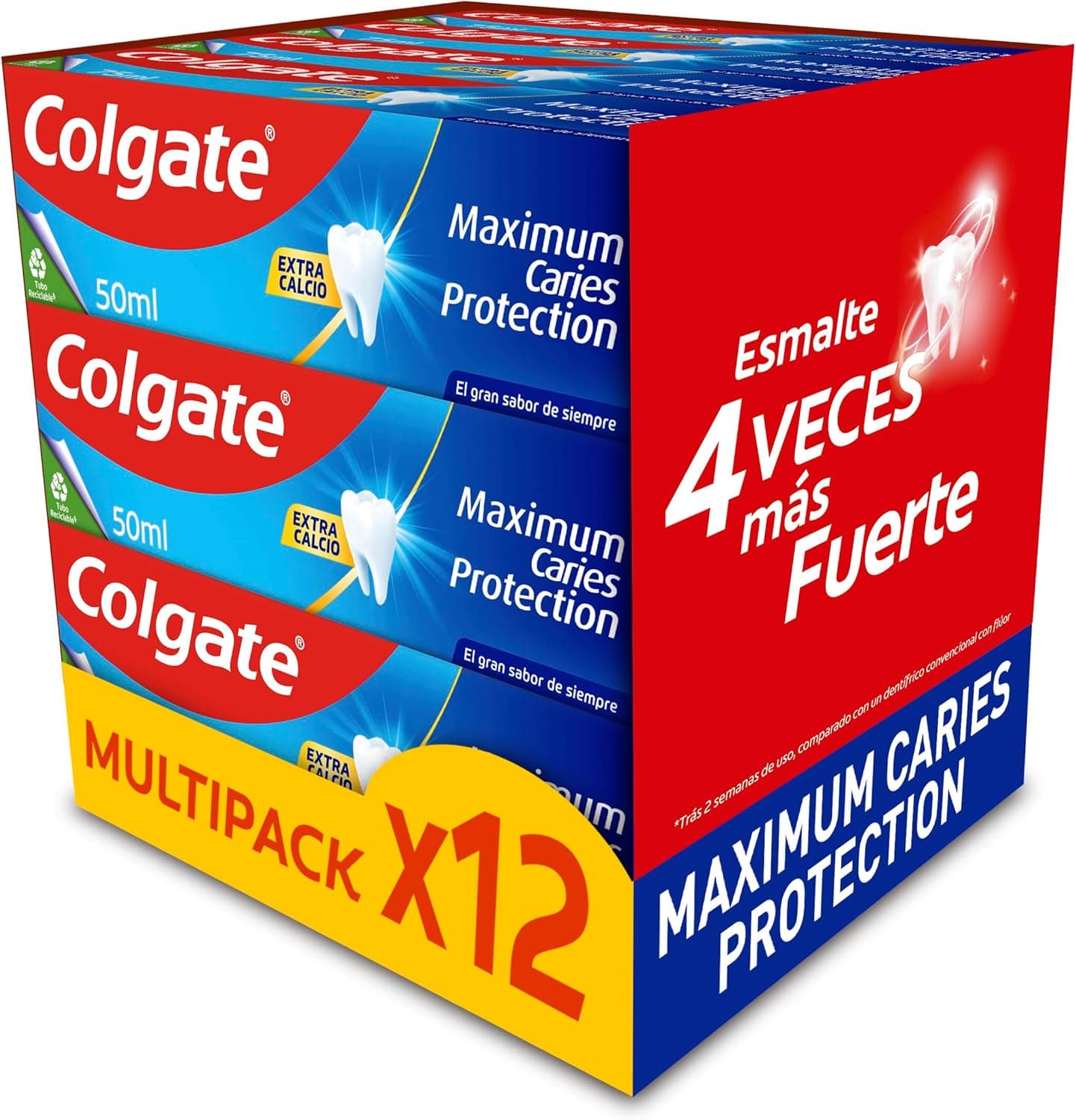 Colgate Maximum Caries Protection | Pasta de dentes com flúor e arginina sabor menta pack 12 x 50 ml