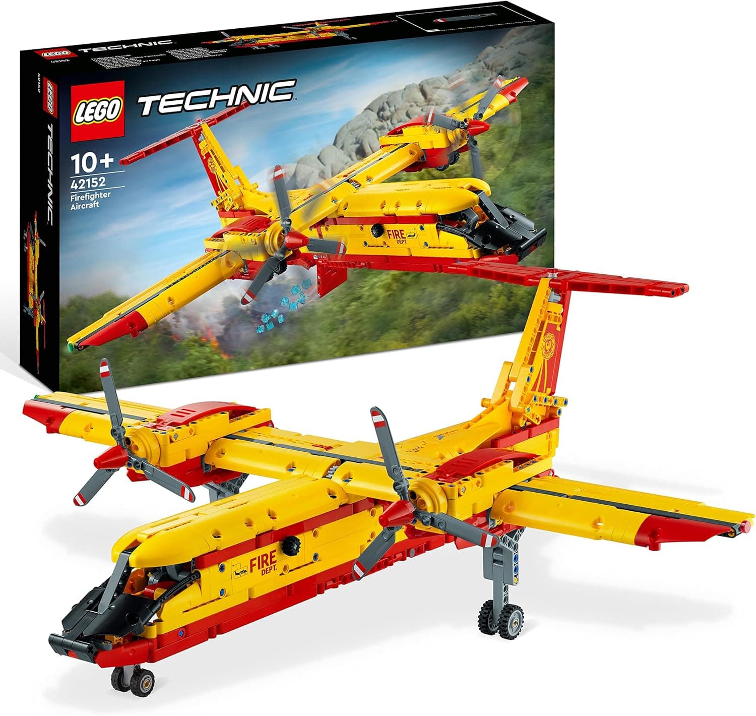 LEGO Technic Avião de bombeiros de brinquedo, casaco de avião para construir, jogo educativo, presente para meninos e meninas de 10 anos ou mais 42152