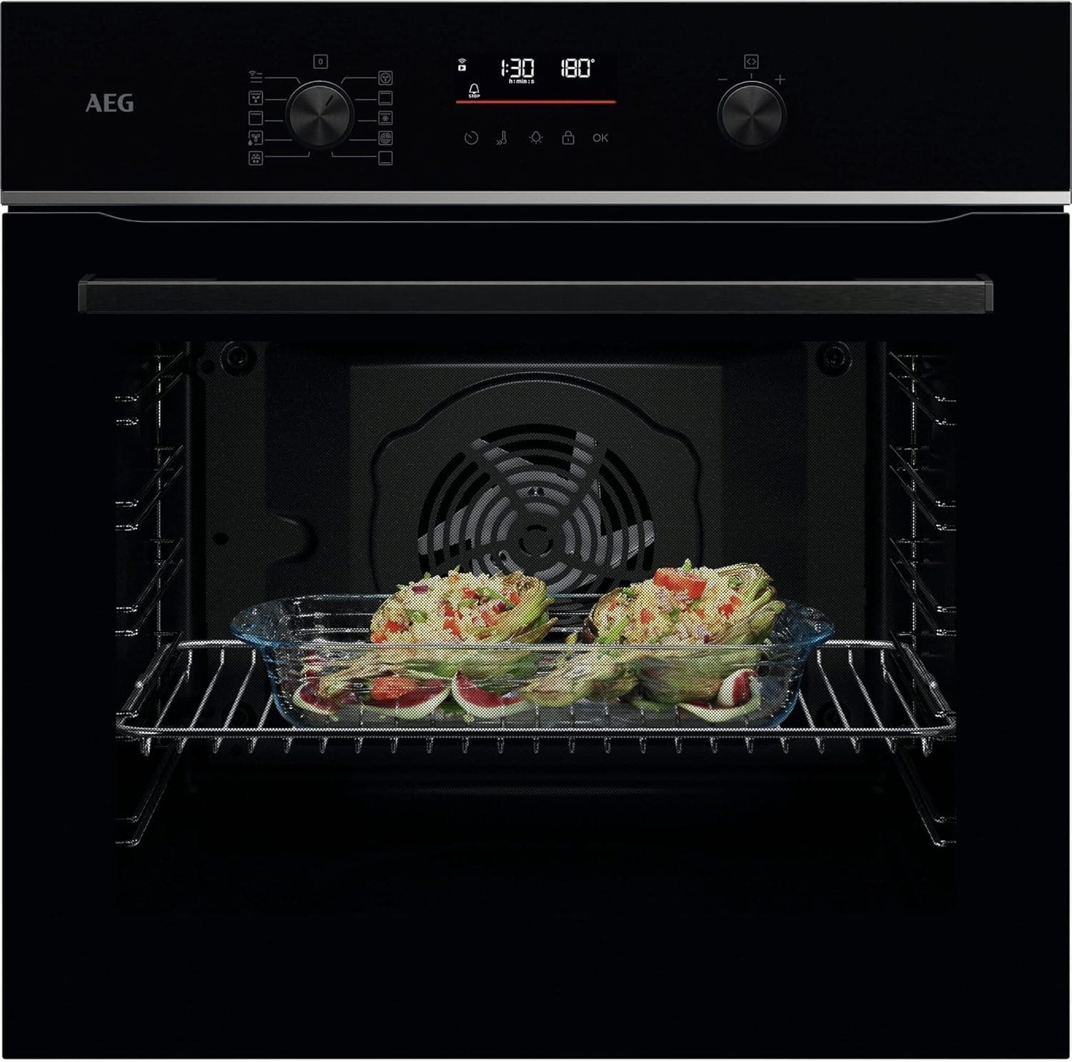 AEG TU5PB431SB | Forno multifunções pirolítico 72 L com 9 programas, conectividade Wi-Fi e carris telescópicos