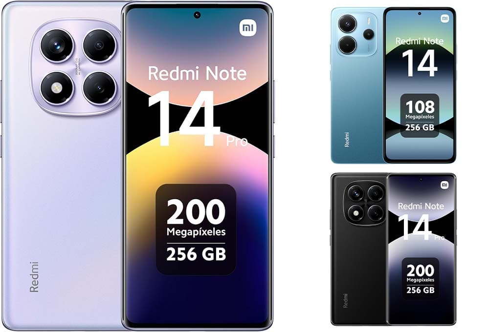 Xiaomi Redmi Note 14 Pro Smartphone de 8+256 GB, ecrã de 6,67" AMOLED FHD+ 120Hz, MediaTek Helio G100-Ultra, câmara de 200 MP, TurboCharge 45W, 5500 mAh, carregador não incluído