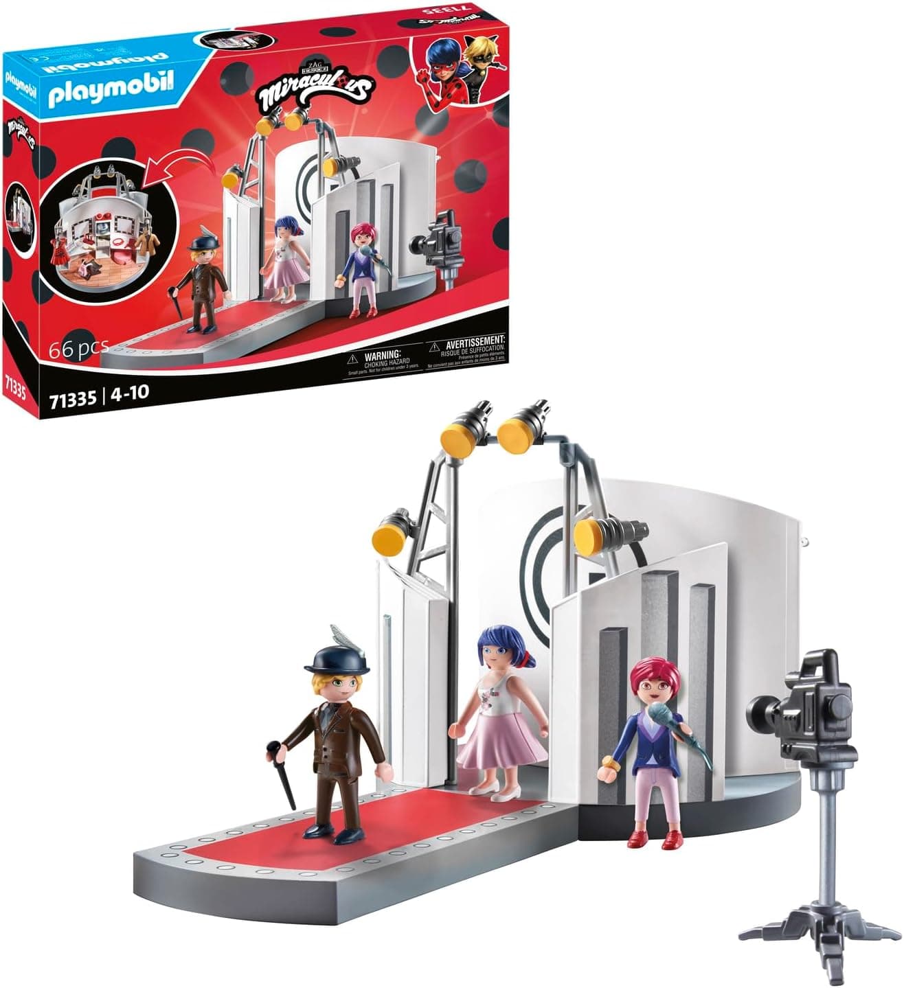 PLAYMOBIL Miraculous 71335 Miraculous: Desfile de moda em Paris, incluindo Marinette, Adrien e Nadja, aventuras com Ladybug, jogos de RPG divertidos, brinquedos para crianças a partir de 4 anos