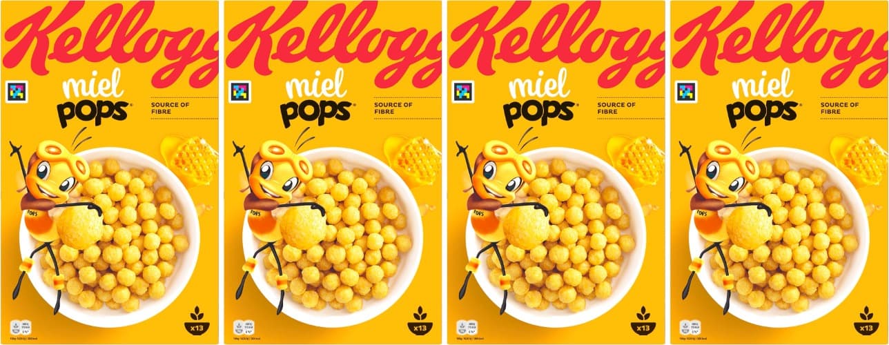 Kellogg's Honey Pops | Cereais crocantes com mel, 400 g x 4