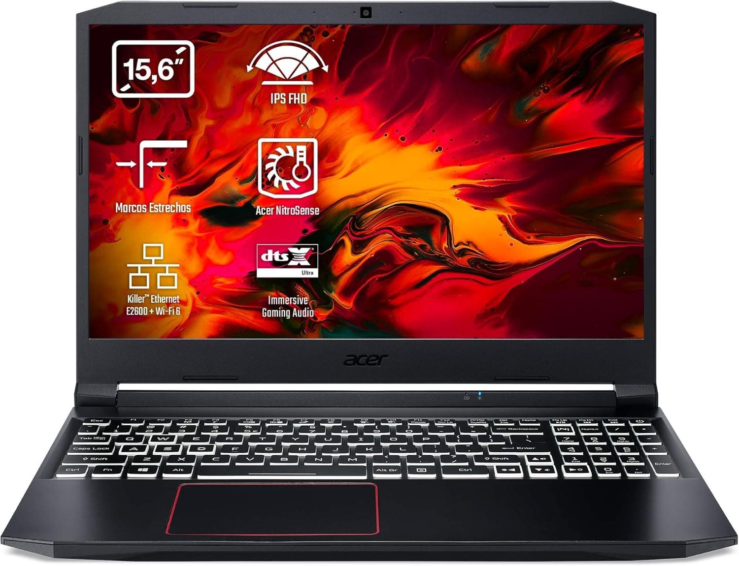 Acer Nitro 5 AN515-54 -  RAM de 16 GB, placa gráfica NVIDIA GeForce GTX 1660Ti de 6 GB, disco SSD de 1 TB e processador Intel Core i7-9750H (6 núcleos, 12 MB de cache, 2,60 GHz até 4,5 GHz) teclado ES