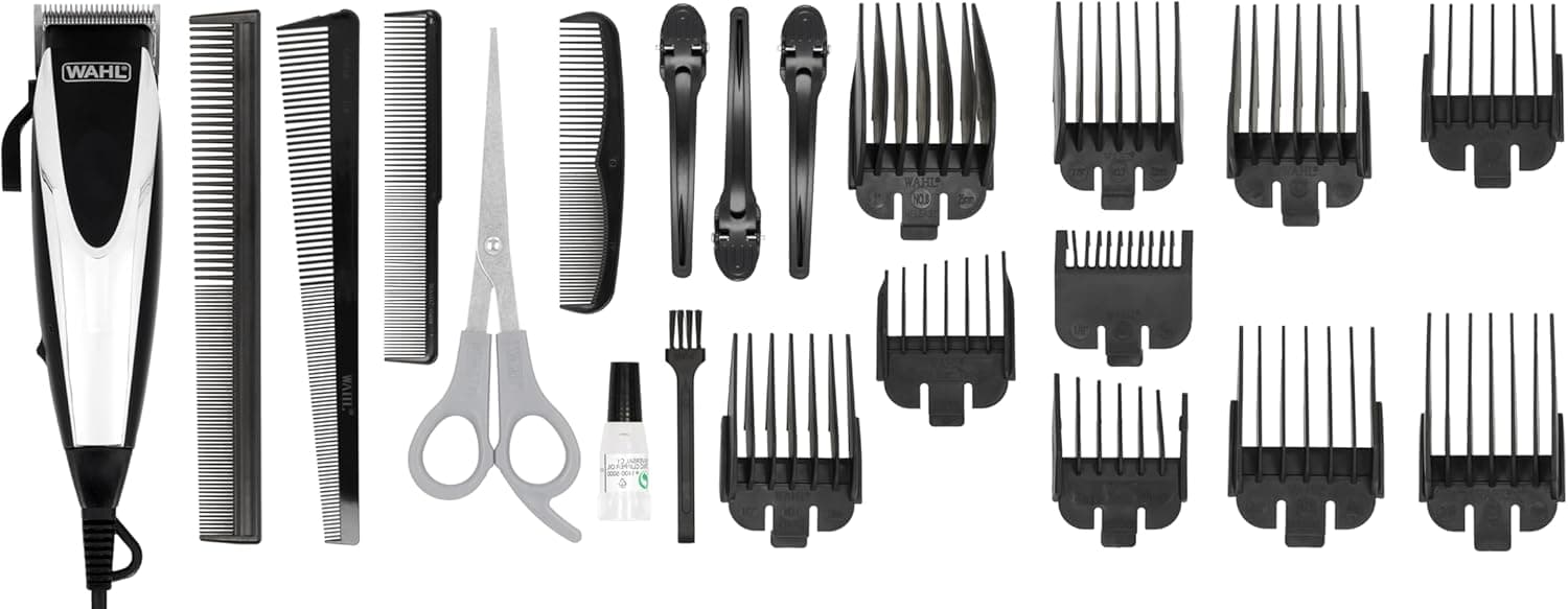 Wahl Home Pro | Máquina de cortar cabelo com fio para homem com lâminas autoafiáveis e 8 pentes guia para uso doméstico