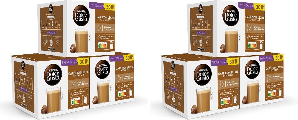 NESCAFÉ Dolce Gusto Café com leite, 90 cápsulas, intensidade 7 (3 embalagens x 30) x 2 = 180