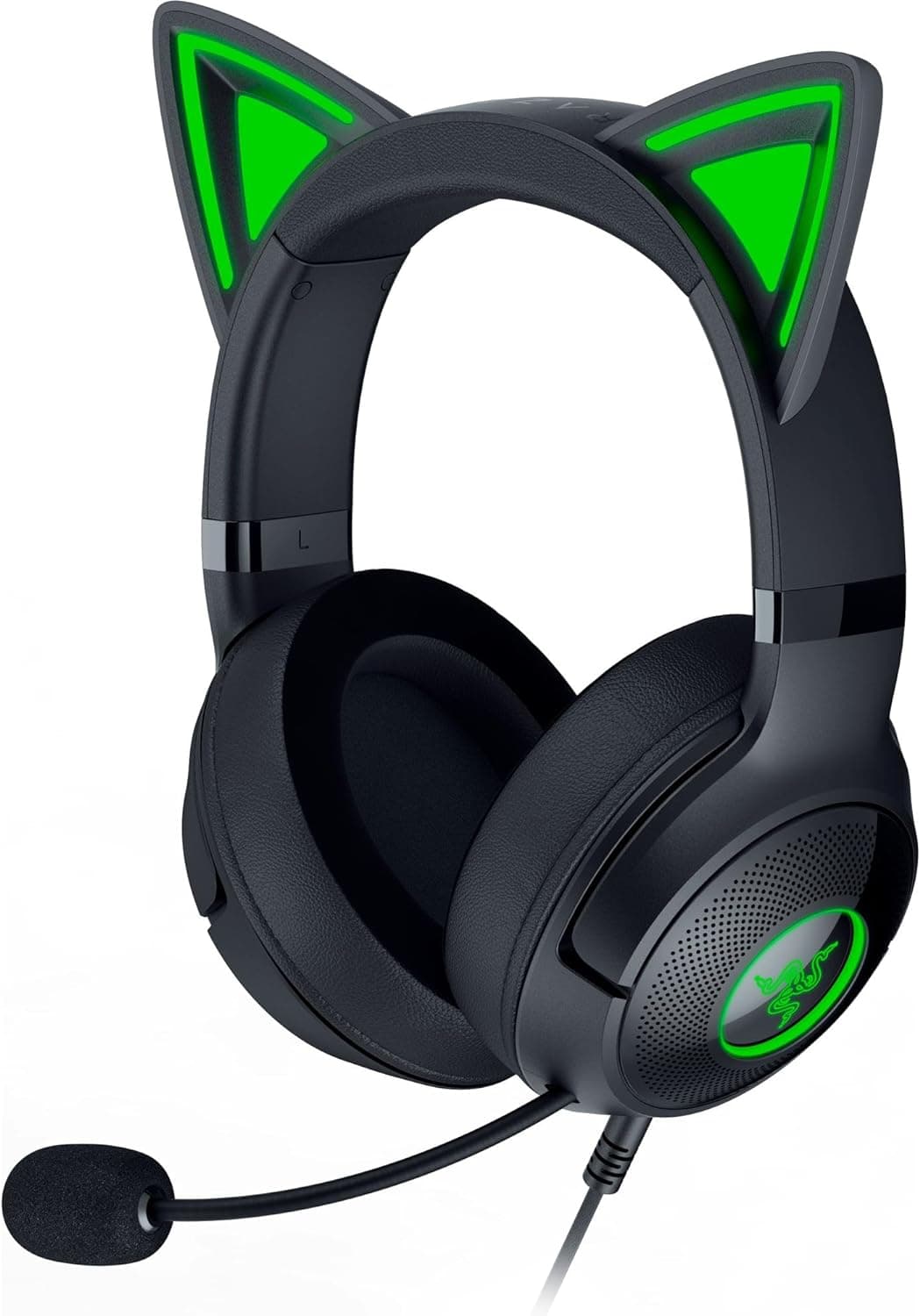 Razer Kraken Kitty V2 Auriculares RGB com cabo com orelhas de gatinho (Iluminação reativa ao streaming, microfone cardióide HyperClear, TriForce de 40 mm, som envolvente 7,1