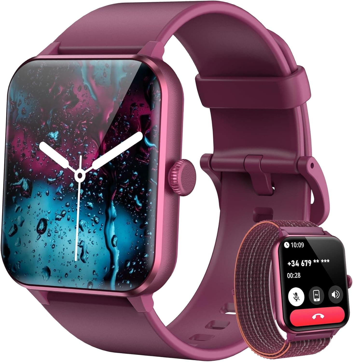 Blackview Relógio inteligente mulher com chamadas Bluetooth, pulso / oxímetro / sono/pedómetro, 1,85" Smartwatch com Whatsapp mensagens, 100 modos desportivos, pulseira atividade para Android iOS