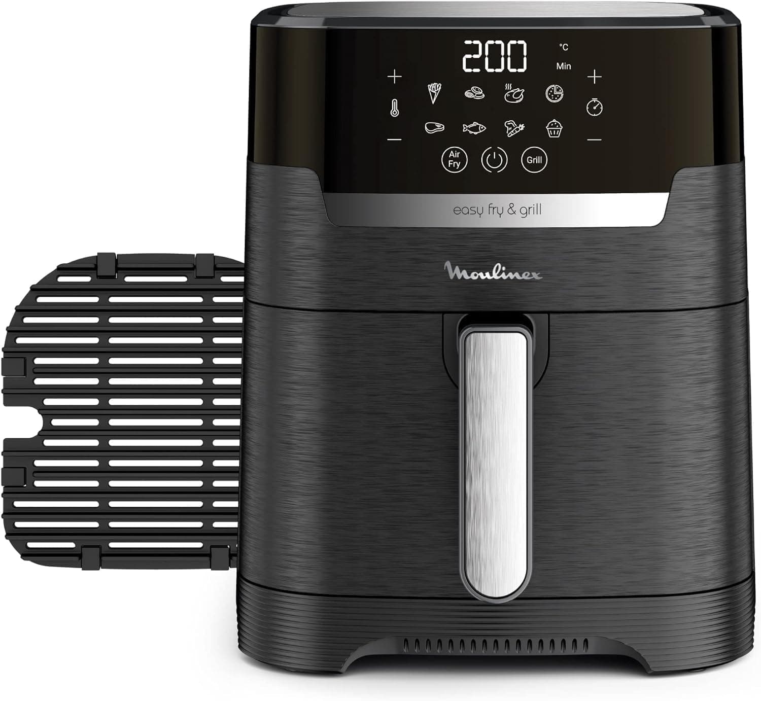Moulinex Easy Fry & Grill 4,2 L EZ5058 Fritadeira de ar sem óleo 2 em 1 para fritar ou grelhar, ecrã digital tátil, 8 programas para refeições saudáveis, aplicativo de 125 receitas, preto