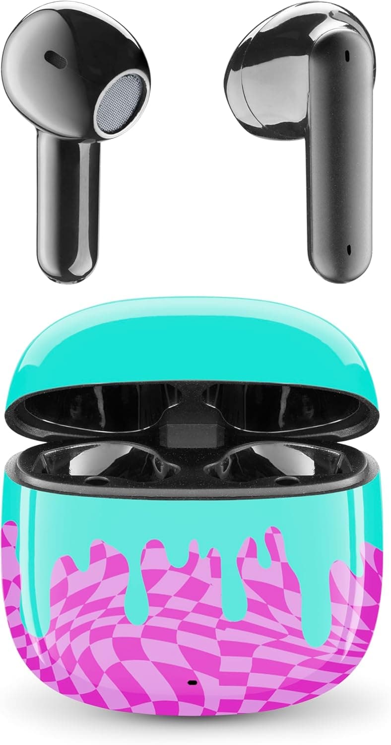 Music Sound - Auriculares Bluetooth TWS Fantasy - design de cápsula - sem fios - estojo de carregamento - microfone - até 25 horas de reprodução. Play Time - Muitas cores e desenhos disponíveis