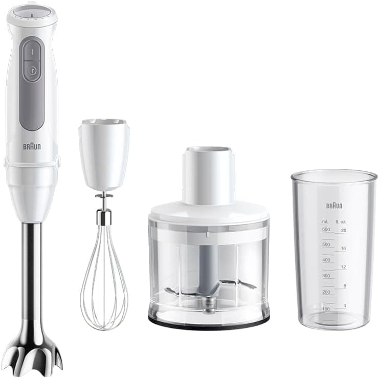 Braun MultiQuick 5 MQ 50236 M Liquidificadora de mão (1000 W, 21 níveis de velocidade +turbo, pé de imersão em aço inoxidável, sistema Easy Click, SplashControl, inclui picadora de 500 ml