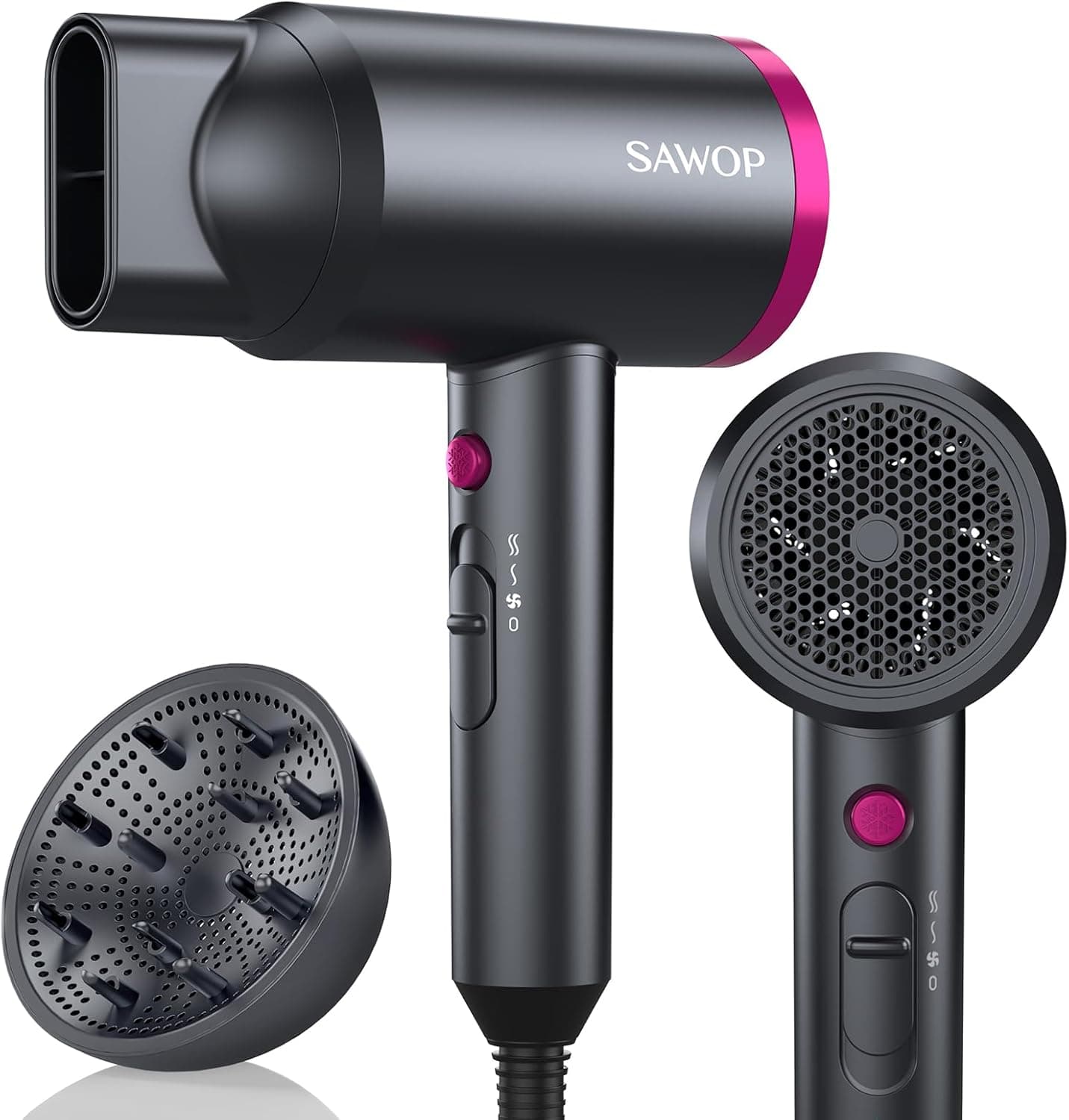 Secador de cabelo profissional SAWOP Hair Dryer Iones negativos, secador de cabelo de 1800 W com para secagem rápida