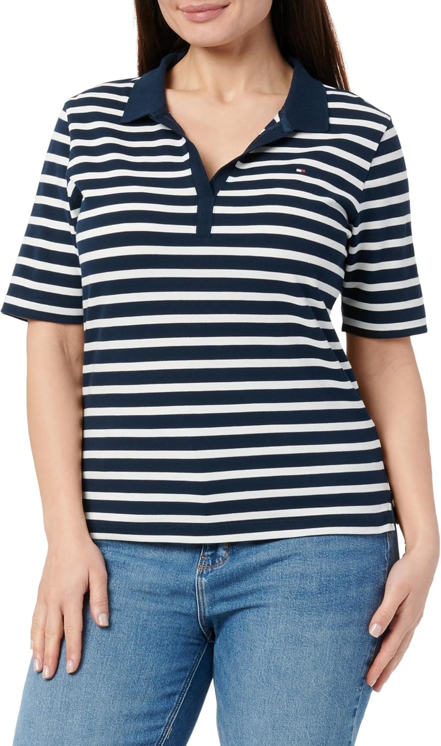Tommy Hilfiger 1985 Pique Polo | Polo de manga curta em algodão com corte regular para mulher