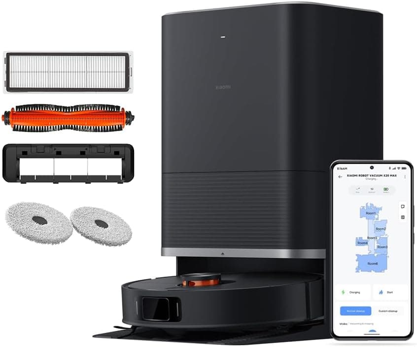 Xiaomi Robot Vacuum X20 MAX - Robot aspirador e limpa-chão com sistema inteligente de navegação a laser (LDS), sucção de 8000 Pa, caminhos de limpeza em ziguezague, preto (versão ES)