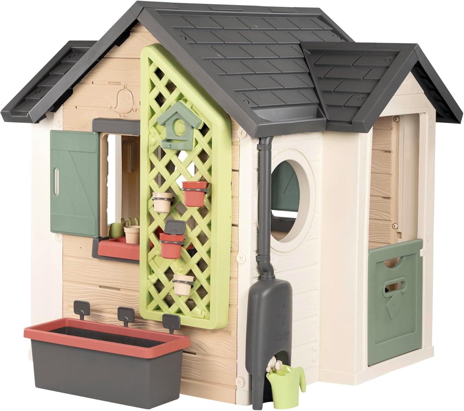 Smoby Life Garden House - Casa de jardim infantil de jardinagem, inclui jardineira, comedor de pássaros, ferramentas e acessórios - proteção UV, material reciclado - mais de 2 anos (7600810408)