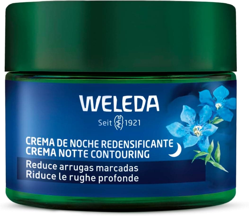 Weleda - Creme facial de noite, reduzido, rugas, anti-idade, regenera e neutro, aumenta o colágeno, 100% natural, com genia azul e Edelweiss, vegana, peles maduras - 40 ml